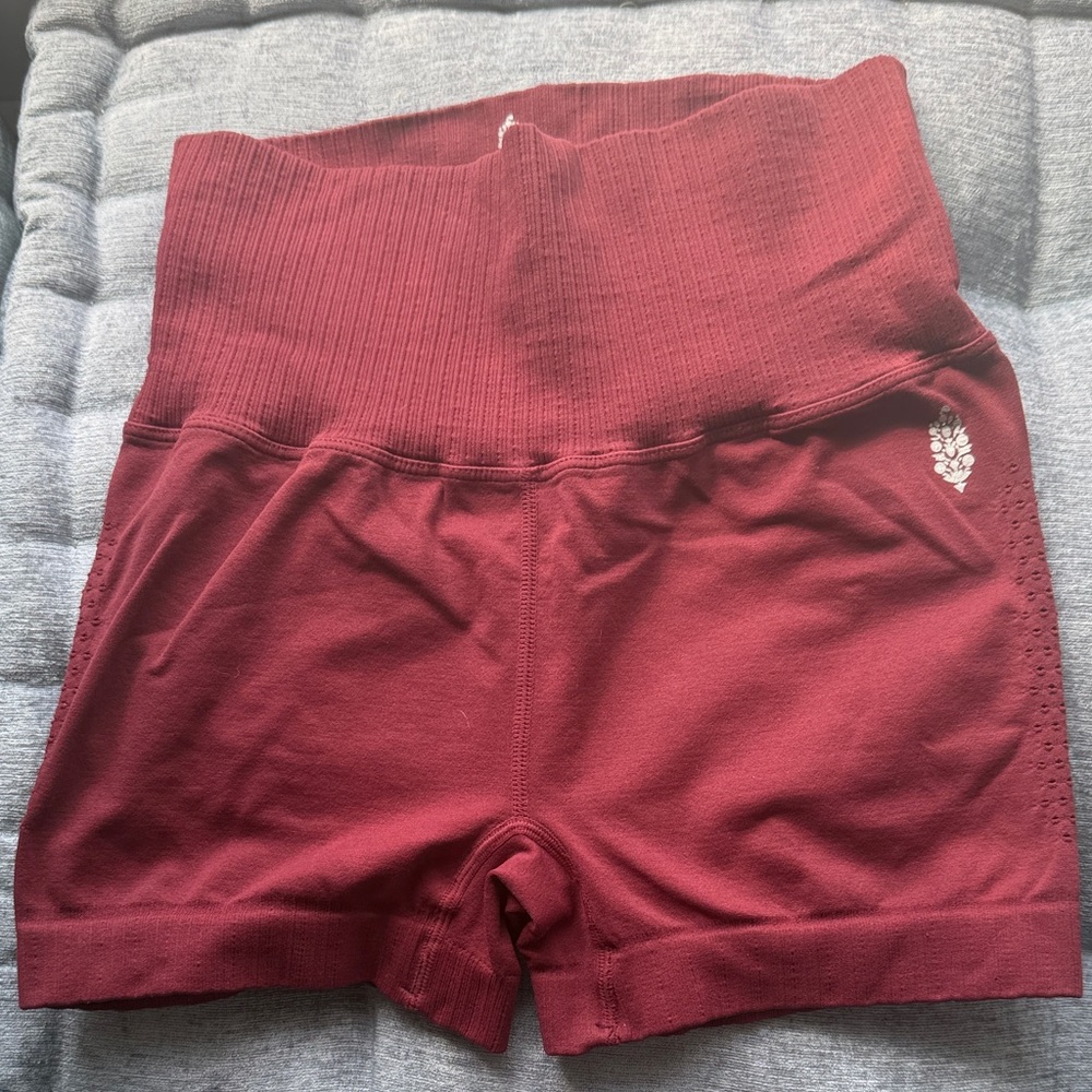 Free People Movement NWOT High-Waisted Maroon Shorts for Women